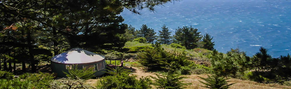 Image of a yurt on a coastline